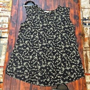 Everleigh Floral Black Sleeveless Tunic Women's Top Sz L